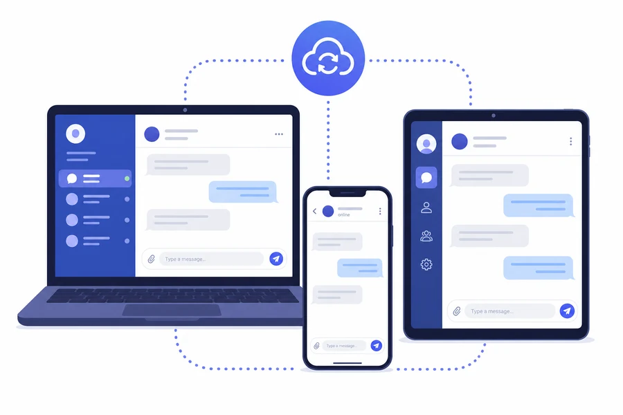 Telegram bulut senkronizasyonu – dizüstü, telefon ve tablet arasında eşitleme